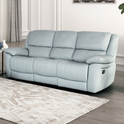 Furniture Of America Glarus Transitional Powder Blue Sofa Manual Recliner Model FM69003BL-SF-M