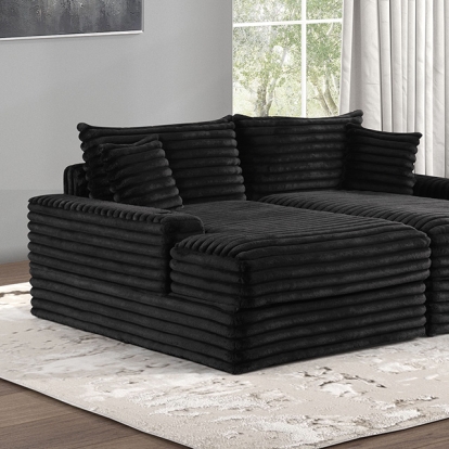 Furniture Of America Tavedestrand Contemporary Black Double Chaise Sofa Model FM6900BK-PK