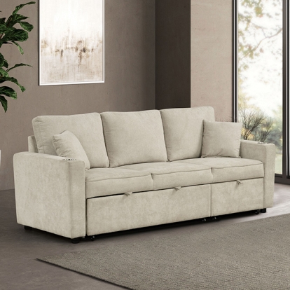 Furniture Of America Kendal Contemporary Beige Sleeper Sofa Sectional Model FM6965BG-SF-PK