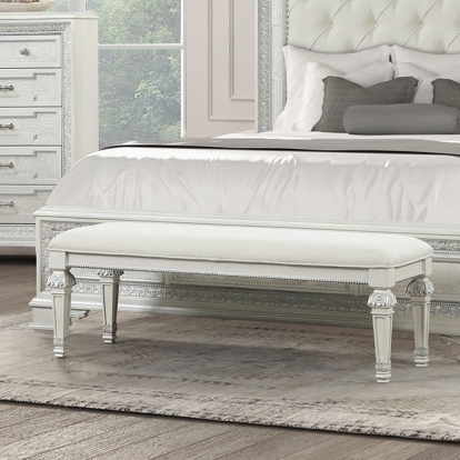 Furniture Of America Stella Mia Traditional Creamy White Bench Model FM70000WH-BN