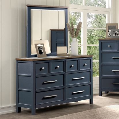Furniture Of America Pinetop Modern Farmhouse Blue/Dark Brown Dresser Model FM7171BL-D