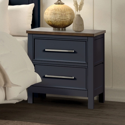 Furniture Of America Pinetop Modern Farmhouse Blue/Dark Brown Nightstand Model FM7171BL-N