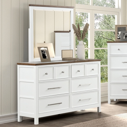 Furniture Of America Pinetop Modern Farmhouse White/Dark Brown Dresser Model FM7171WH-D