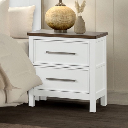 Furniture Of America Pinetop Modern Farmhouse White/Dark Brown Nightstand Model FM7171WH-N