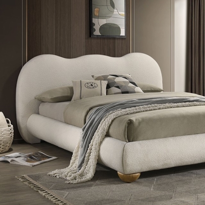 Furniture Of America Finamore Contemporary White/Natural Oak Bed Model FM72005WH-Queen Bed
