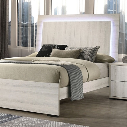 Furniture Of America Horten Contemporary White Wash Bed Model FM7200WH-Full Bed