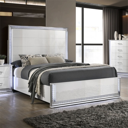 Furniture Of America Hazeline Glam White Bed Model FM72010WH-E.King Bed
