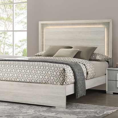 Furniture Of America Lincolt Contemporary White Wash/Stone Gray Bed Model FM7201WH-Full Bed