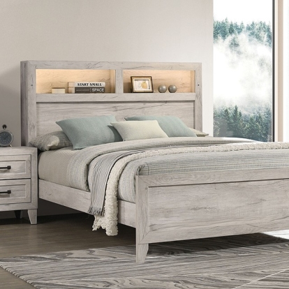 Furniture Of America Mysen Contemporary White Wash Bed Model FM7202WH-Full Bed