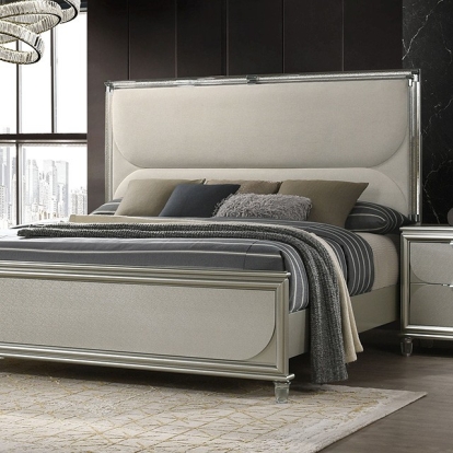 Furniture Of America Sheridan Contemporary Silver, Dark Walnut/White Bed Model FM72080SV-Queen Bed