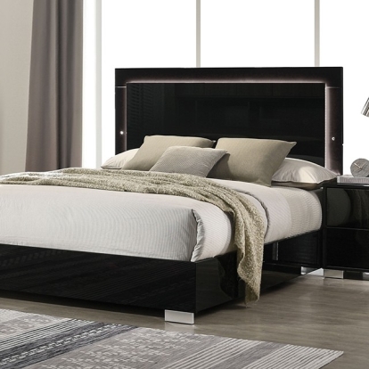 Furniture Of America Sinistra Contemporary Piano Black Bed Model FM7211BK-Queen Bed