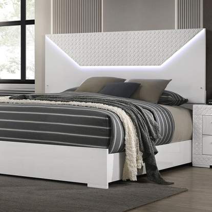 Furniture Of America Whitby Glam White Bed Model FM7216WH-Queen Bed