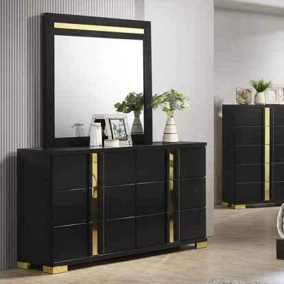 Furniture Of America Lillestrom Contemporary Black/Gold Dresser Model FM7217BK-D