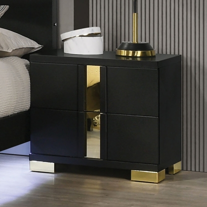 Furniture Of America Lillestrom Contemporary Black/Gold Nightstand Model FM7217BK-N