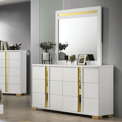 Furniture Of America Lillestrom Contemporary White/Gold Dresser Model FM7217WH-D