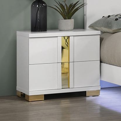 Furniture Of America Lillestrom Contemporary White/Gold Nightstand Model FM7217WH-N