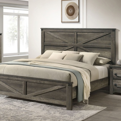 Furniture Of America Britonale Rustic Farmhouse Rustic Gray Bed Model FM7218GY-Queen Bed