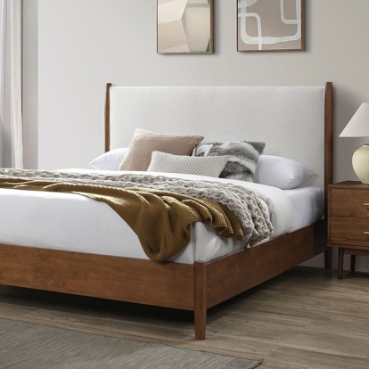 Furniture Of America Thusis Mid-Century Modern Walnut/Beige Bed Model FM7221WN-Full Bed
