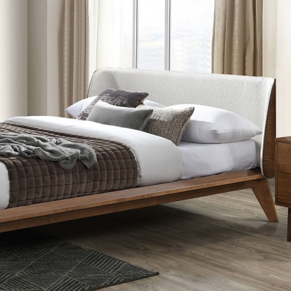 Furniture Of America Lenzburg Mid-Century Modern Walnut/Beige Bed Model FM7223WN-Queen Bed