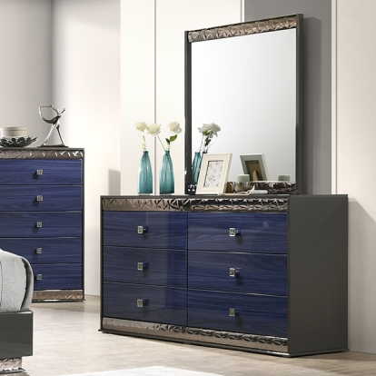Furniture Of America Hartlepool Glam Ash Gray/Indigo Blue Dresser Model FM7250BL-D