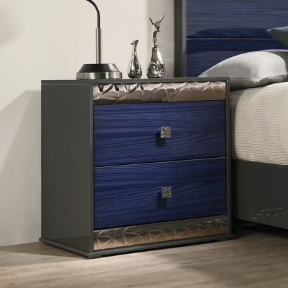 Furniture Of America Hartlepool Glam Ash Gray/Indigo Blue Nightstand Model FM7250BL-N