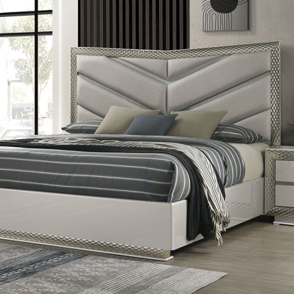 Furniture Of America Ventnor Glam Gray Bed Model FM7251GY-Queen Bed