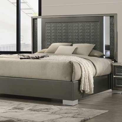 Furniture Of America Leyland Contemporary Dark Gray Bed Model FM7252DG-Queen Bed
