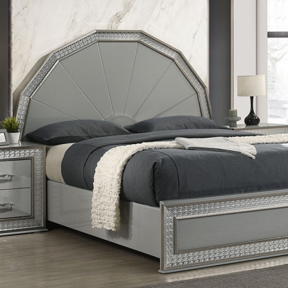 Furniture Of America Cassiopeia Glam Metallic Gray Bed Model FM7253GY-Queen Bed