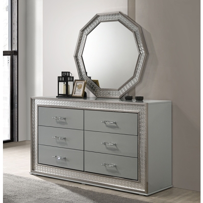 Furniture Of America Cassiopeia Glam Metallic Gray Dresser Model FM7253GY-D