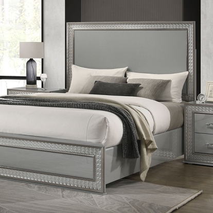 Furniture Of America Cassiopeia Glam Metallic Gray Bed Model FM7254GY-Queen Bed