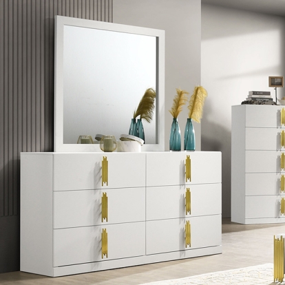 Furniture Of America Basildon Contemporary White/Gold Dresser Model FM7271WH-D