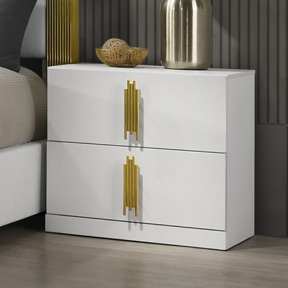 Furniture Of America Basildon Contemporary White/Gold Nightstand Model FM7271WH-N