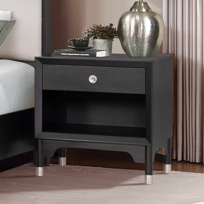 Furniture Of America Torrance Mid-Century Modern Black Nightstand Model FM74002BK-N