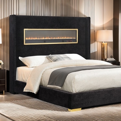 Furniture Of America Danvers Contemporary Black Bed Model FM74003BK-Queen Bed