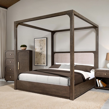 Furniture Of America Vellara Transitional Dark Walnut Bed Model FM74020DW-CP-Queen Canopy Bed