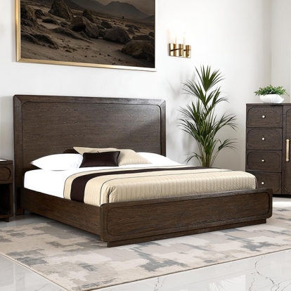 Furniture Of America Vellara Transitional Dark Walnut Bed Model FM74021DW-W-Queen Wood Panel Bed