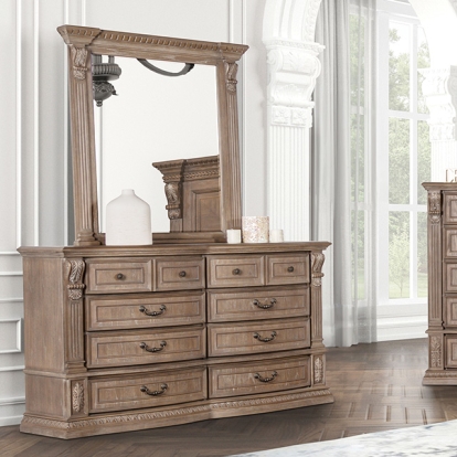 Furniture Of America Seven Oaks Transitional Weathered Oak Dresser Model FM7418AK-D