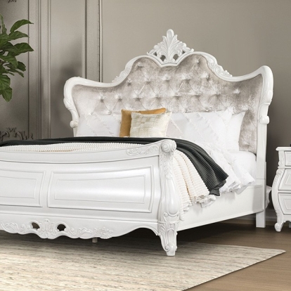 Furniture Of America Valentini Traditional White/Tan Bed Model FM7419WH-Queen Bed