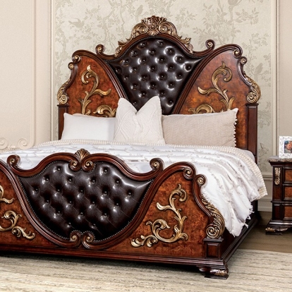 Furniture Of America Aquilina Traditional Dark Cherry/Oak Bed Model FM7422CH-Queen Bed
