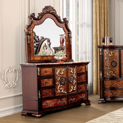 Furniture Of America Aquilina Traditional Dark Cherry/Oak Dresser Model FM7422CH-D