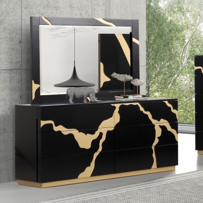 Furniture Of America Goldsberg Contemporary Black/Gold Dresser Model FM7425BK-D