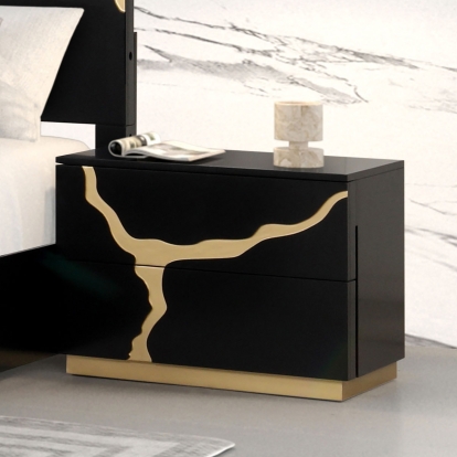 Furniture Of America Goldsberg Contemporary Black/Gold Nightstand Model FM7425BK-N