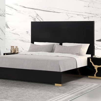 Furniture Of America Goldsberg Contemporary Black, Black/Gold Bed Model FM7425BK-P-Queen Bed