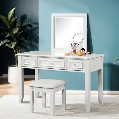 Furniture Of America Naucalpan Traditional White Vanity W/ Stool Model FM7456WH-V-SET