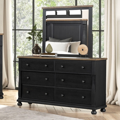 Furniture Of America Neue Mills Modern Farmhouse Farmhouse Black/Rustic Oak Dresser Model FM79009BK-D