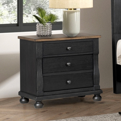 Furniture Of America Neue Mills Modern Farmhouse Farmhouse Black/Rustic Oak 3-Drawer Nightstand Model FM79009BK-N2