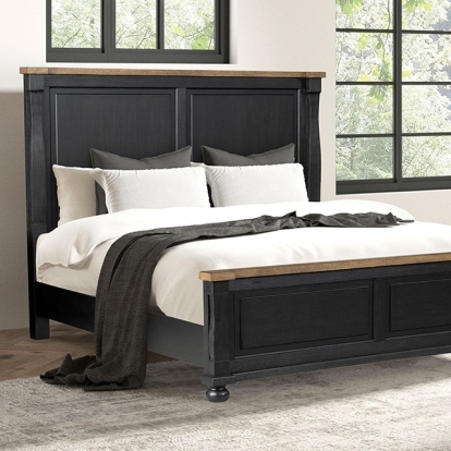 Furniture Of America Neue Mills Modern Farmhouse Farmhouse Black/Rustic Oak Bed Model FM79009BK-Queen Bed