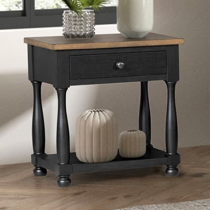 Furniture Of America Neue Mills Modern Farmhouse Farmhouse Black/Rustic Oak 1-Drawer Nightstand Model FM79009BK-N1