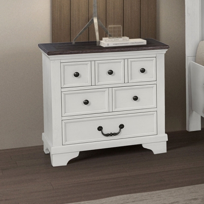 Furniture Of America Hampstead Modern Farmhouse White/Dark Brown Nightstand Model FM79014WH-N