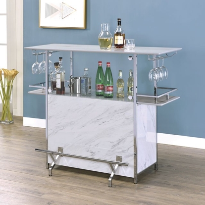 Furniture Of America Rianna Contemporary White/Chrome Bar Table Model FOA-BT8343